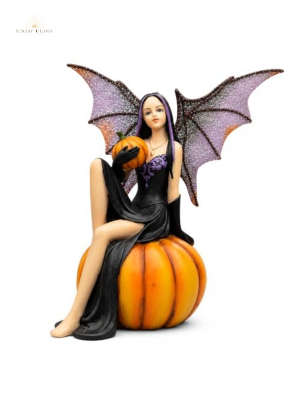 6 Inch Halloween Fairy Figurine Solid Resin Gothic Pumpkin Decor Statue